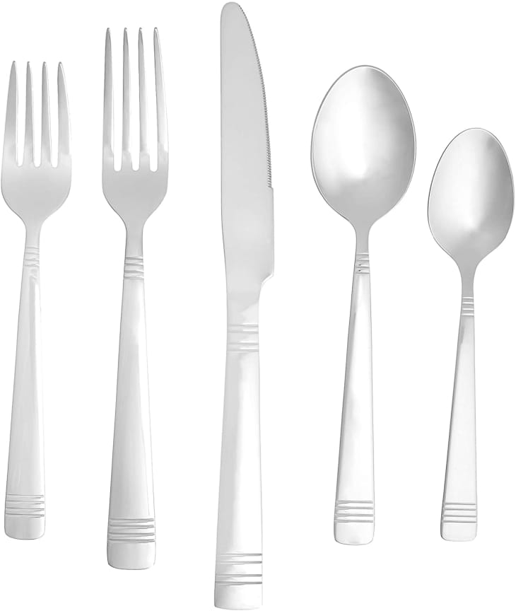 AmazonBasics 20-Piece Stainless Steel Flatware Set with Pearled Edge at Amazon