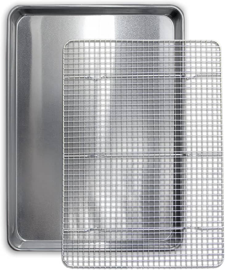 Half Sheet Baking Pan and Stainless Steel Cooling Wire Rack Set at Amazon