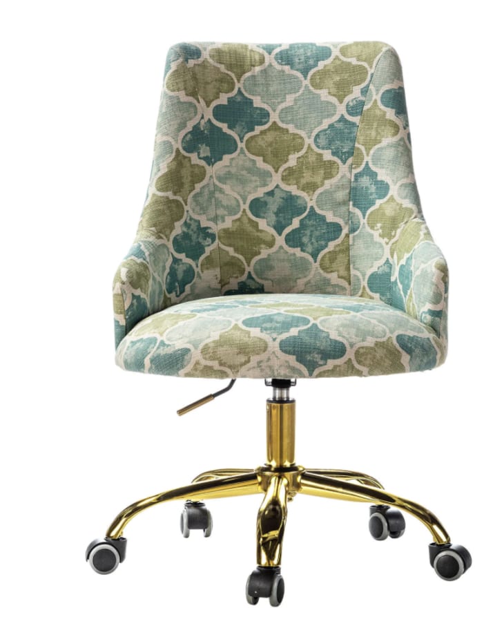 Arce Teal Swivel Gold Legs Task Chair at Home Depot