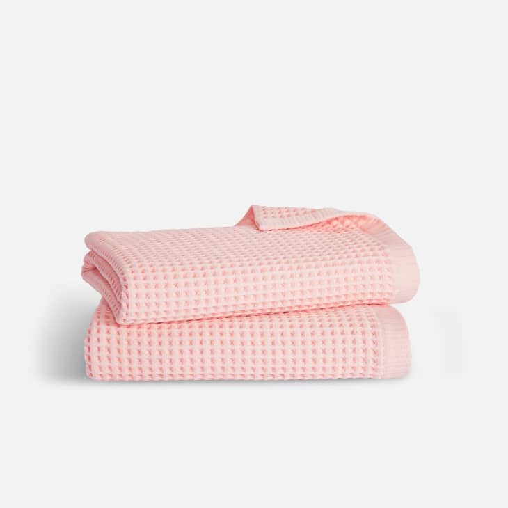 Woolaty Pink Waffle-Knit Three-Piece Towel Set, Best Price and Reviews
