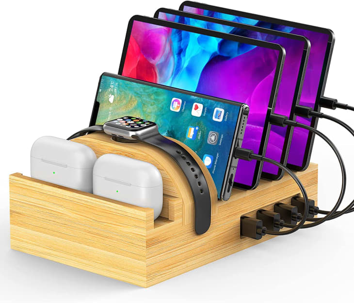 Bamboo Charging Station for Multiple Devices at Amazon