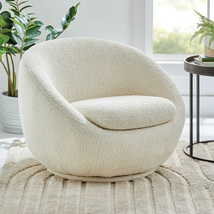 Better Homes & Gardens Mira Swivel Chair, Cream at Walmart