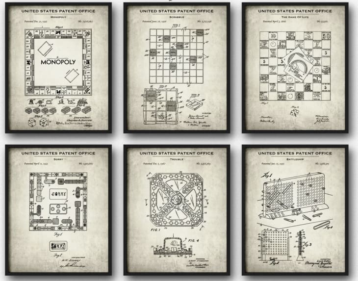 Product Image: Board Games Set of 6 Patent Art Prints