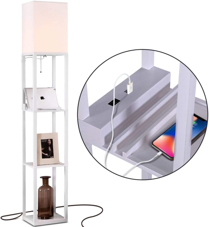 Product Image: Shelf Floor Lamp with USB Charging Ports & Electric Outlet