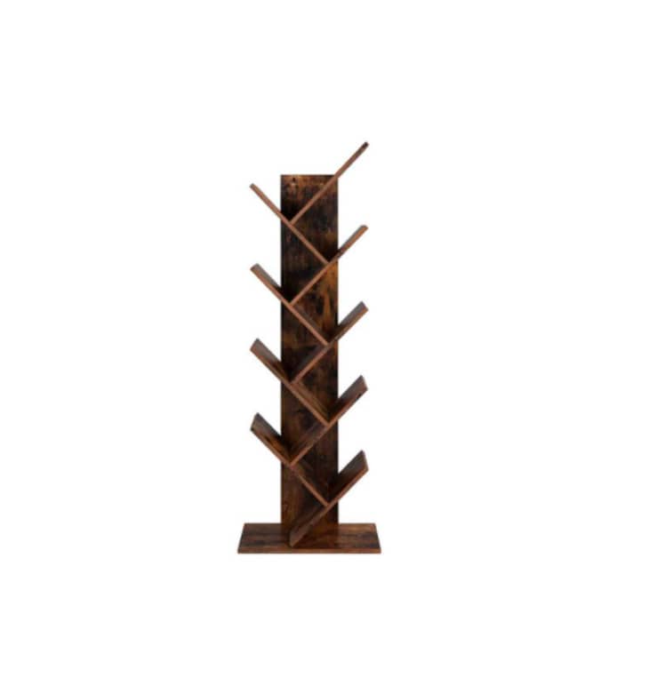 Brown Tree-Shaped Standing Wooden Bookshelf at Songmics