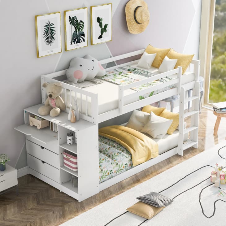 Product Image: Brugier Twin-Over-Twin Wood Bunk Bed with Shelves