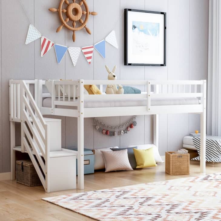 Product Image: Burlene Twin Loft Bed with Stairs