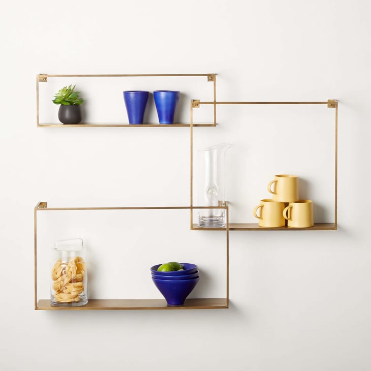 Product Image: Antiqued Brass Floating Shelves, Set of 3