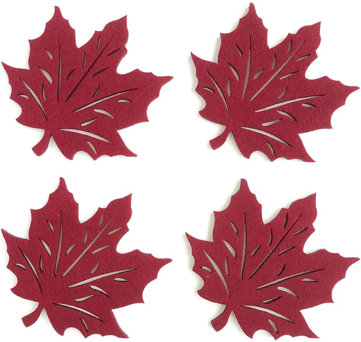 Cait Chapman Home Collection Maple Leaf Cutwork Felt Coasters, Set of 4 at Amazon