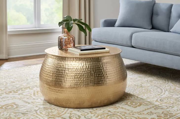 Calluna Gold Round Metal Coffee Table with Lift Top at Home Depot
