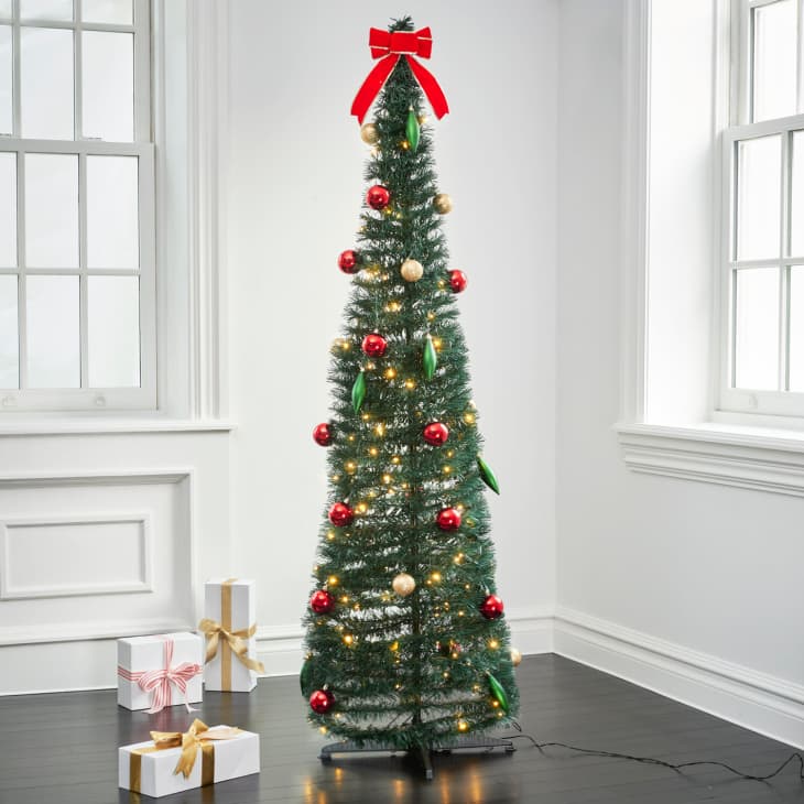 Product Image: Carroll Pre-Lit Slim Pop-Up Decorated Green Tree