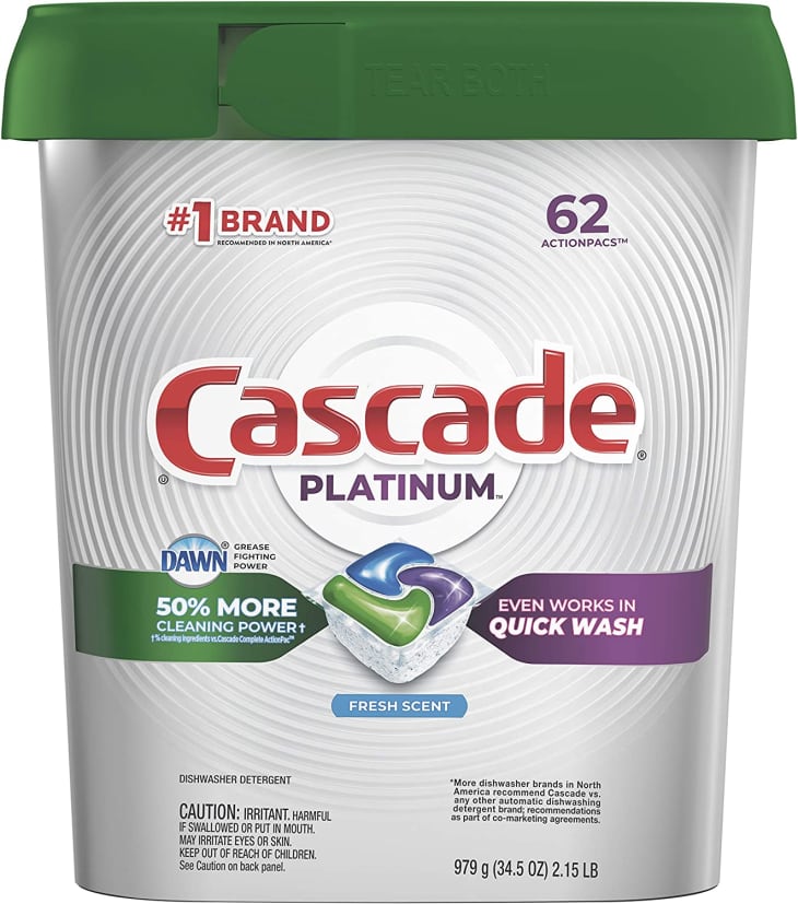 Cascade Platinum Dishwasher Pods, 62-Count at Amazon