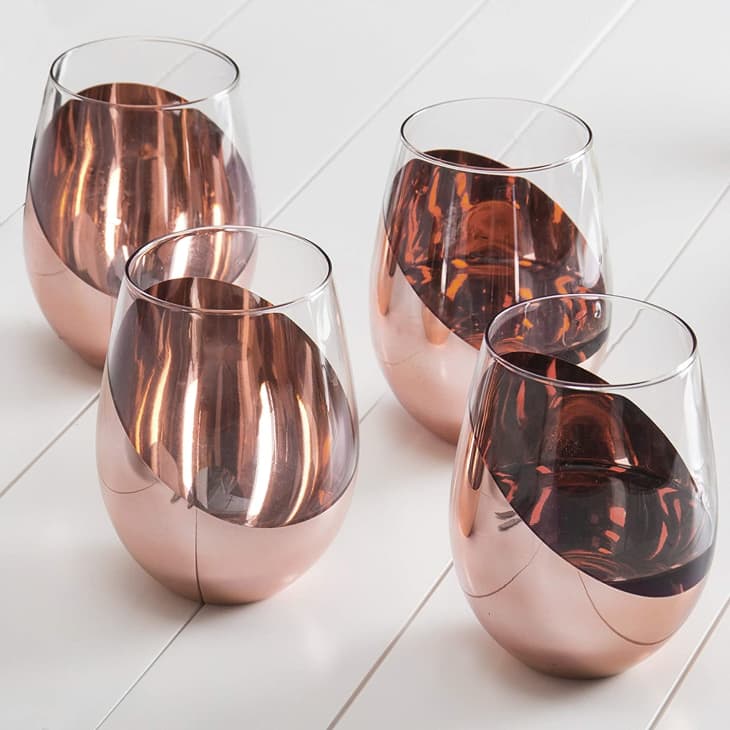Modern Copper Stemless Wine Glasses, Set of 4 at Amazon