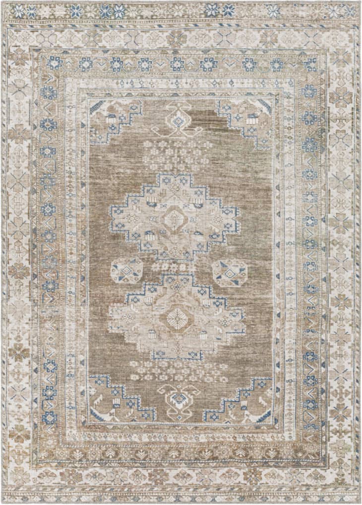 Cream Baltinglass Medallion Washable Area Rug, 5'3" x 7'3" at Boutique Rugs