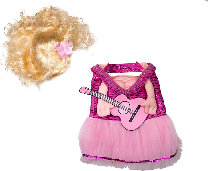 Product Image: Doggy Parton Pink Dress, Guitar & Wig Set, Medium/Large