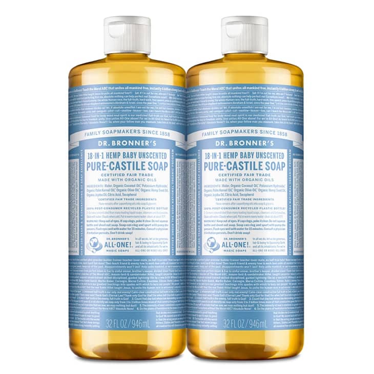 Dr. Bronner’s Pure-Castile Liquid Soap (Unscented, 2-pack) at Amazon