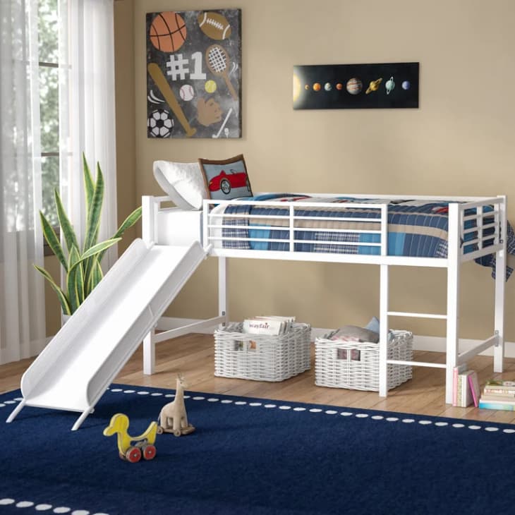 Isabelle & Max Eliud Twin Loft Bed with Slide at Wayfair