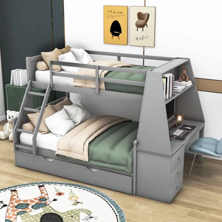 Falu Kids Twin Over Full Bunk Bed with Trundle and Desk at Wayfair