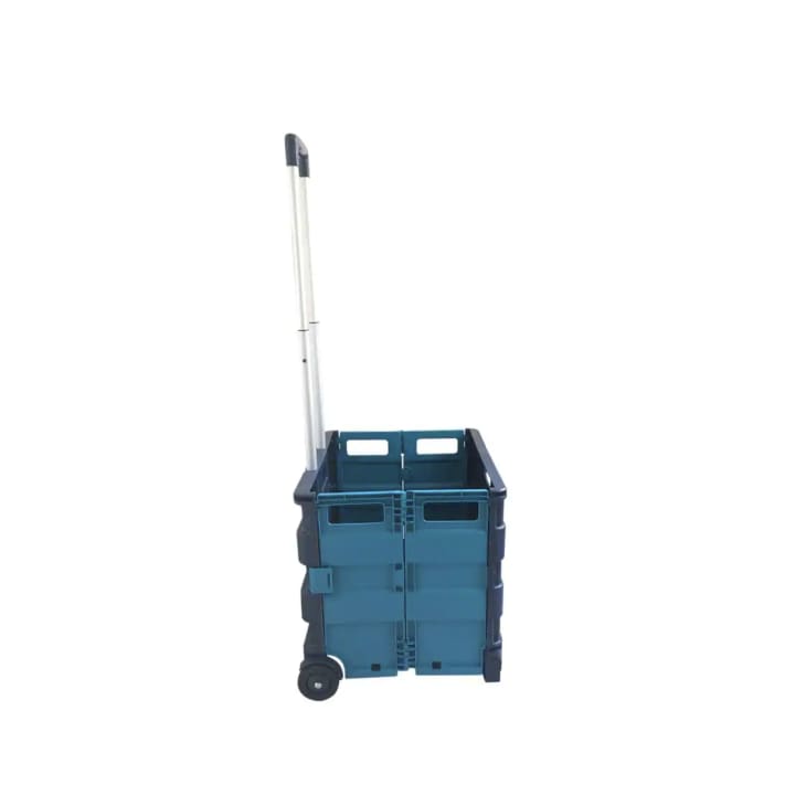 Large Foldable Plastic Trolley Crate in Blue and Aqua at Home Depot