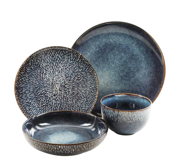GIBSON elite Matisse 16-Piece Contemporary Cobalt Earthenware Dinnerware Set at Home Depot