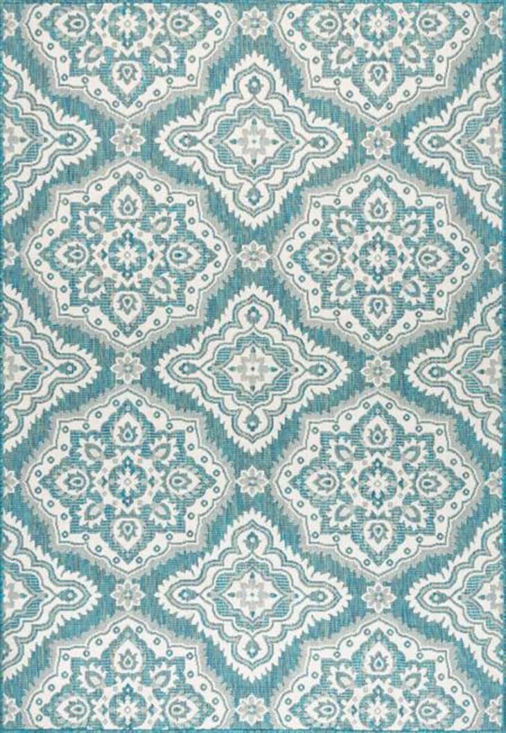 Green Floral Trellis Indoor/Outdoor Area Rug, 5' x 8' at Rugs USA