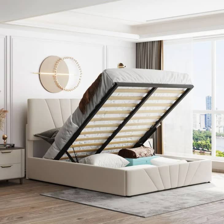 Product Image: Harper & Bright Designs Queen Linen Wood Frame Platform Bed