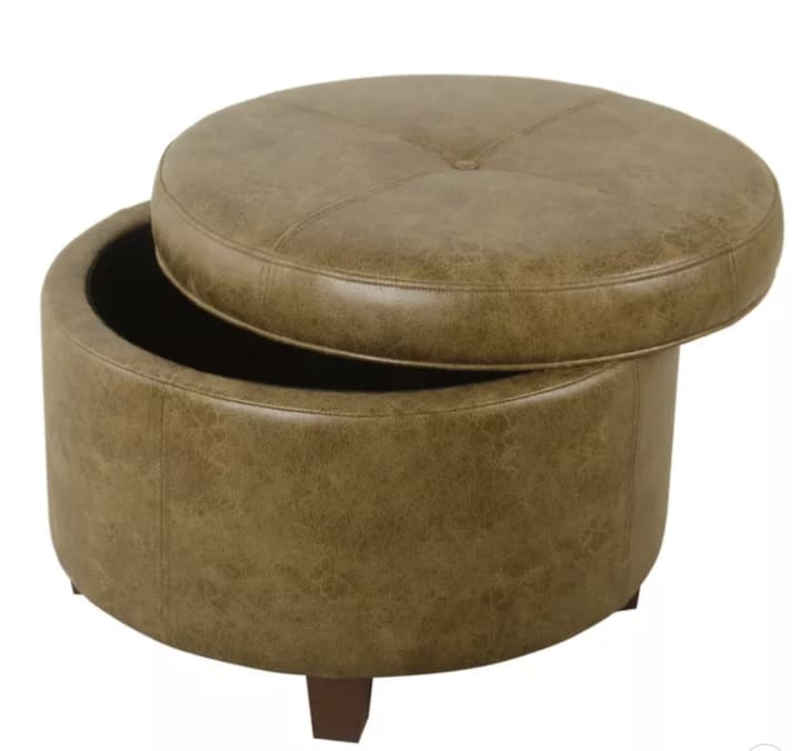 Product Image: Homepop Large Faux Leather Round Storage Ottoman