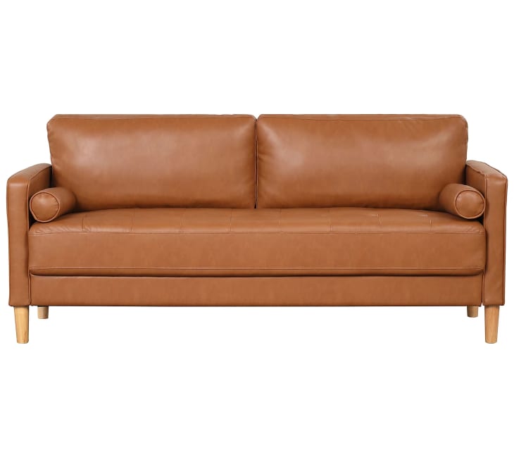 Lifestyle Solutions Lavrik Sofa in Caramel Faux Leather at QVC.com