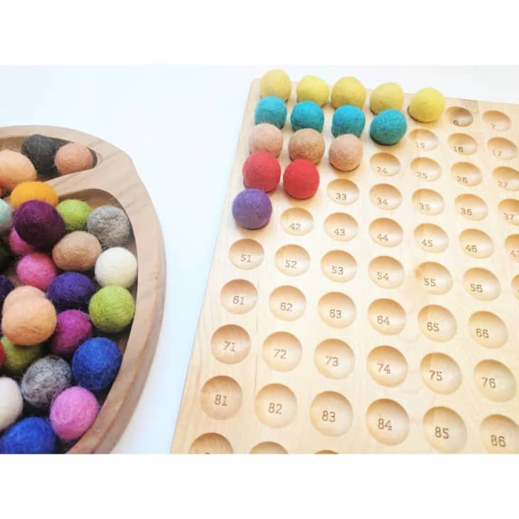 Product Image: Montessori Wood and Wool Hundred Board