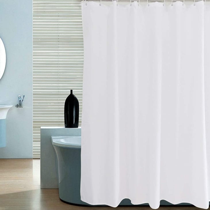 StyleZ Waterproof Bathroom Shower Curtain with Hook Rings White, 71 X 72