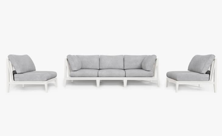 Product Image: White Aluminum Outdoor Sofa with Armless Chairs, 5 Seat