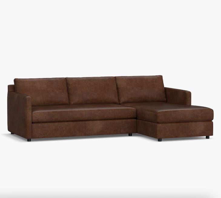 Pacifica Square Arm Leather Sofa Chaise Sectional at Pottery Barn