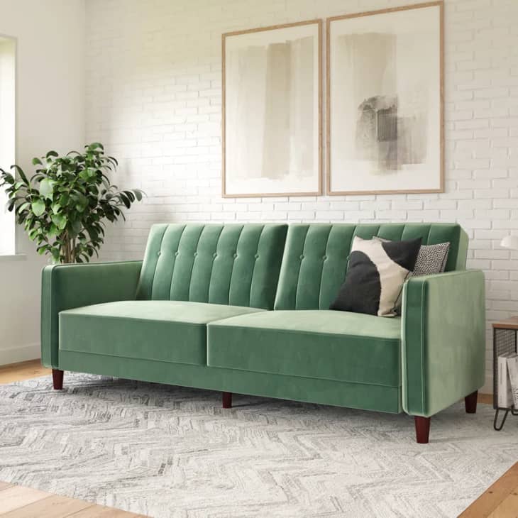 Product Image: Velvet Square Arm Convertible Sofa