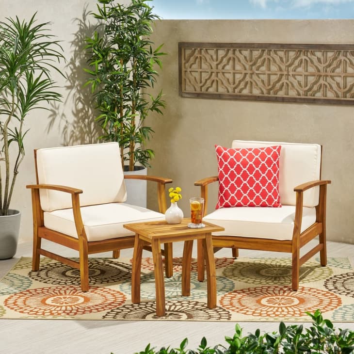 Product Image: Perla Outdoor Acacia Wood 3-Piece Outdoor Seating Set by Christopher Knight Home