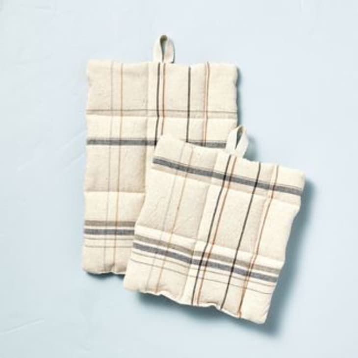 Hearth & Hand with Magnolia Thin Stripe Plaid Woven Potholder Set (2-Pieces) at Target