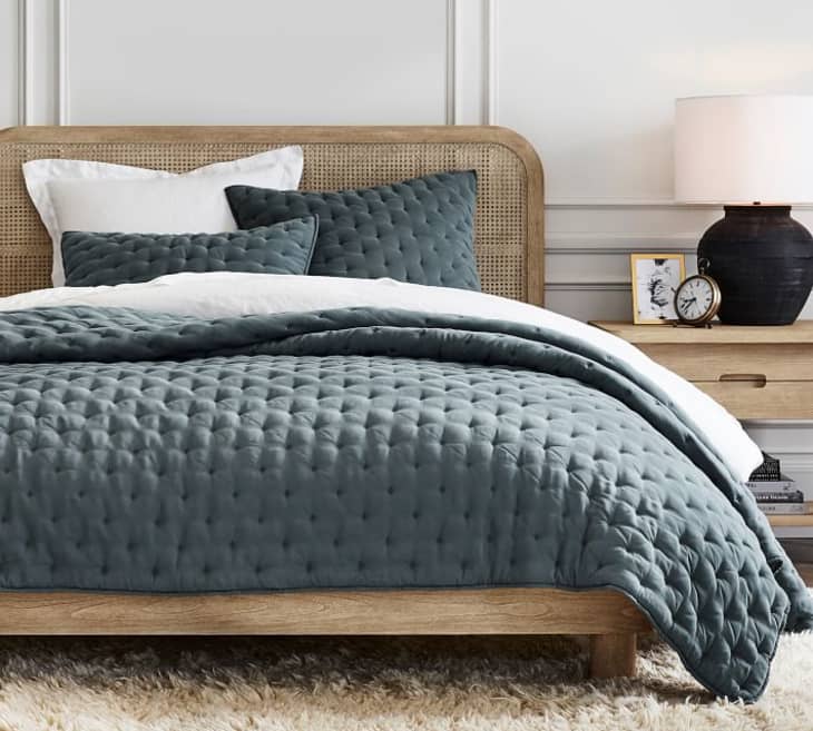 Steel Blue TENCEL Tufted Quilt, Queen at Pottery Barn