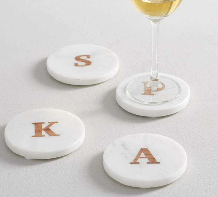 Product Image: Handmade Alphabet Marble & Wood Coaster Set