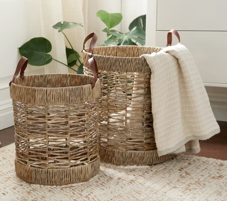 Product Image: Rattan Baskets with Vegan Leather Handles by Bobby Berk, Set of 2