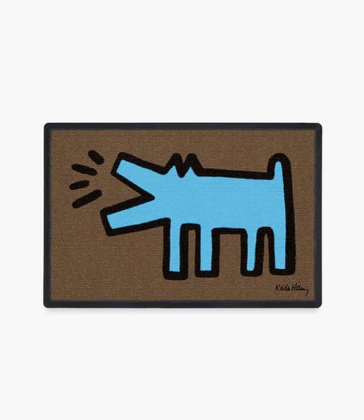 Keith Haring Barking Dog Bright Blue Doormat at Ruggable