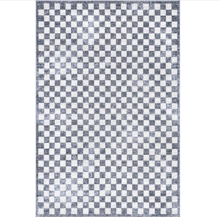 Product Image: Navy Mitzy Washable Checkered Area Rug, 5'3" x 7'6"