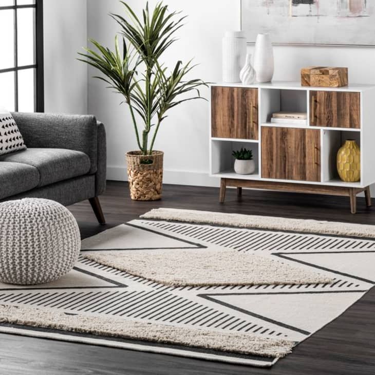 Product Image: Beige Cotton Shag Area Rug, 5' x 8'