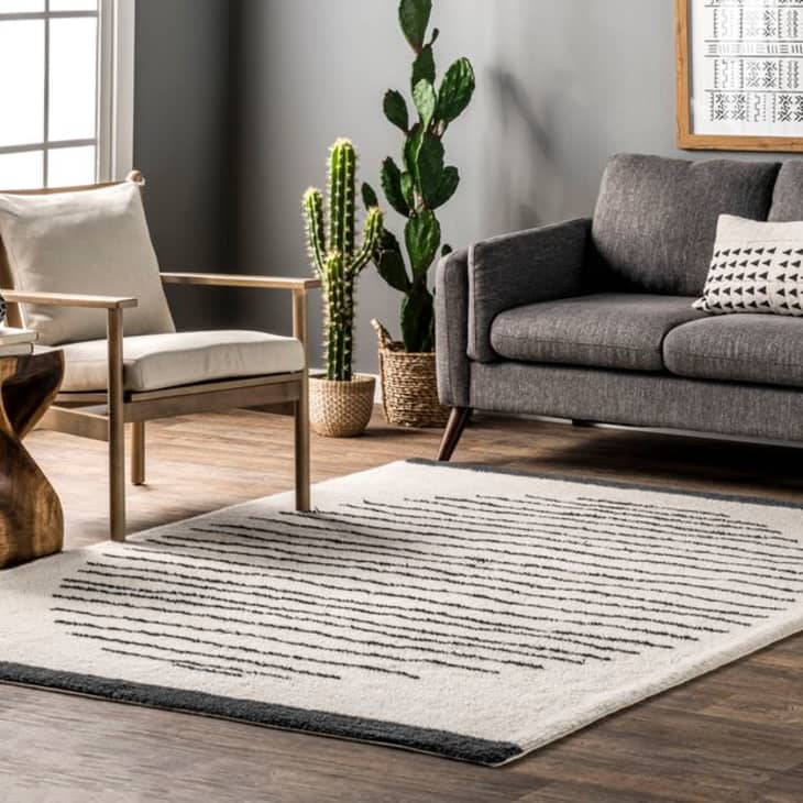 Product Image: Ivory Mona Pinstriped Sunset Wool Washable Area Rug, 5' x 8'