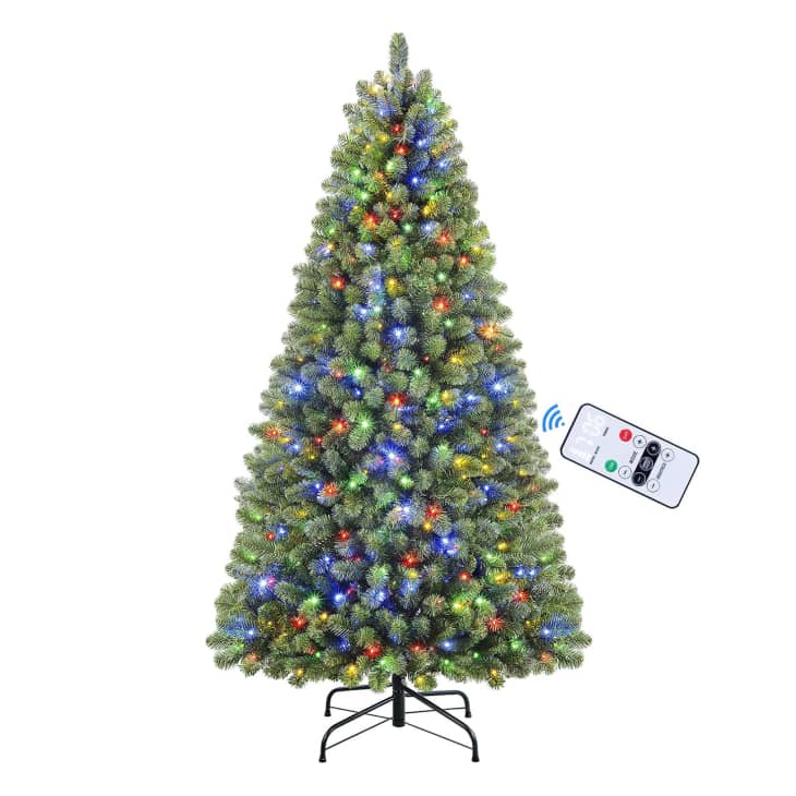 SHareconn 6ft Multi-Colored Pre-Lit Hinged Artificial Christmas Tree at Amazon