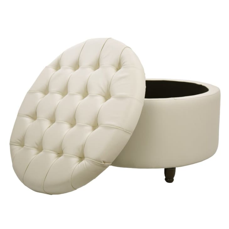 Product Image: Sanni 28" Wide Faux Leather Round Storage Ottoman