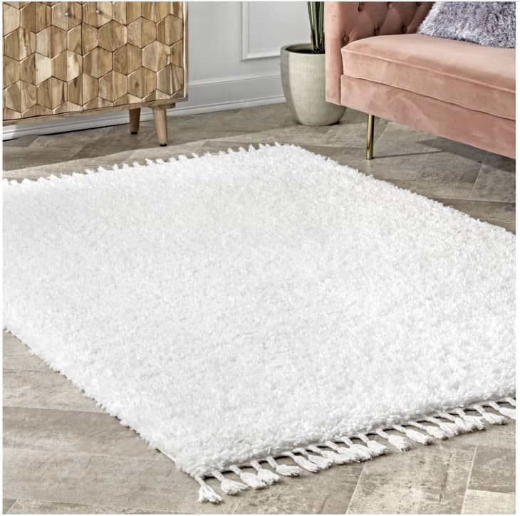 Product Image: Ivory Solid Shag With Tassels 5' 3" x 7' 7" Area Rug