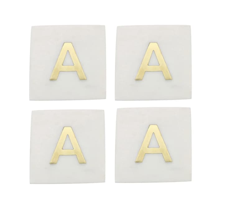 Be Home Set of 4 Monogram Marble Coasters at Nordstrom