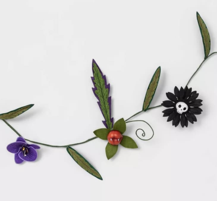 Ghoulish Garden Faux Halloween Creepy Felt Plants Garland with Greenery at Target