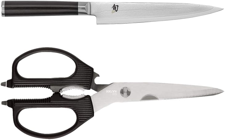 Shun Classic 6 inch Utility Knife and Kai Shears Set, Silver at Amazon
