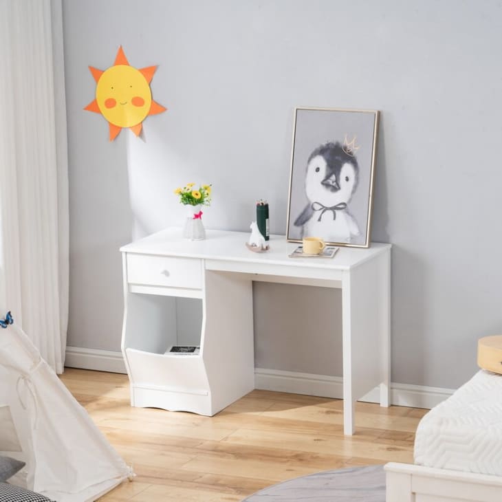 Simple Student Table Kids Desk White With Drawers at Wayfair