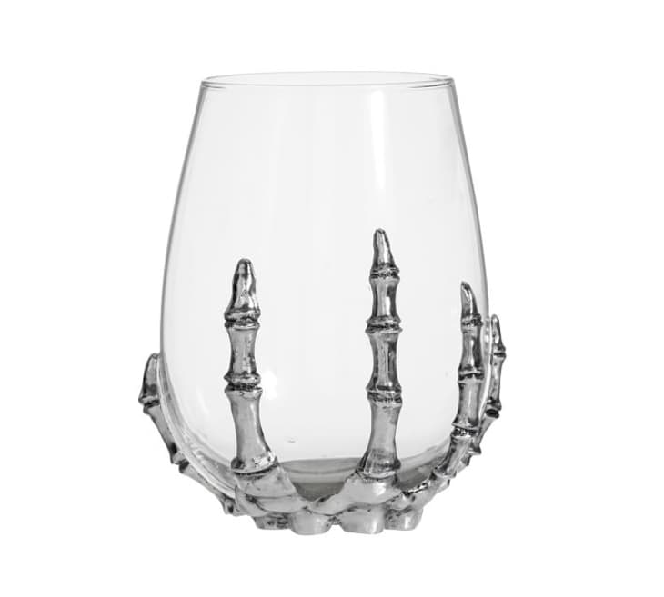 Skeleton Hand Stemless Wine Glass at Pottery Barn